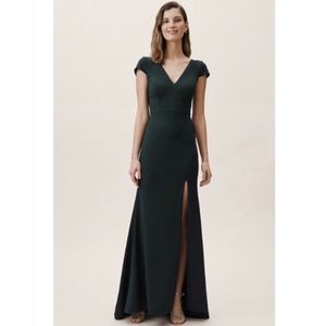 BHLDN Ara bridesmaid gown in emerald dark green, size 2, worn once